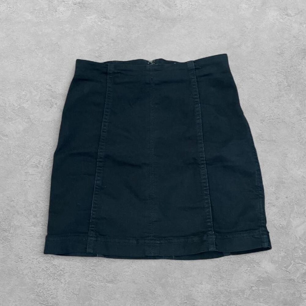 Free People Modern Femme Black Denim Mini Skirt 0 Boho Y2K Edgy